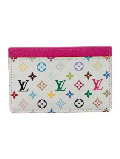 Pre-owned Louis Vuitton Leather Card Holder In White