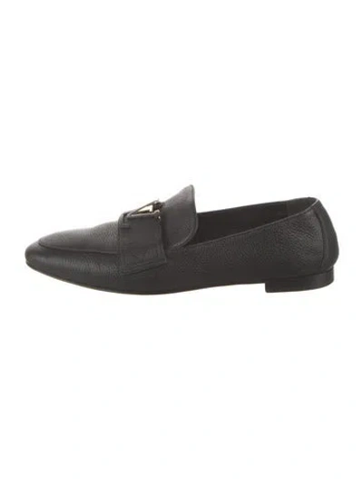Pre-owned Louis Vuitton Leather Chain-link Accents Loafers In Black