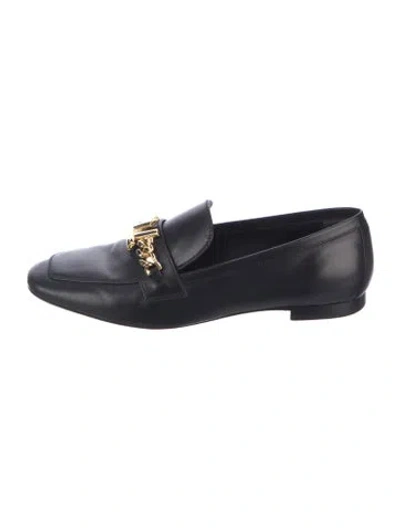 Pre-owned Louis Vuitton Leather Chain-link Accents Loafers In Black