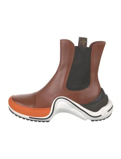 Pre-owned Louis Vuitton Leather Chelsea Boots In Brown