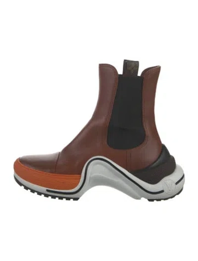 Pre-owned Louis Vuitton Leather Chelsea Boots In Brown