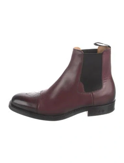 Pre-owned Louis Vuitton Leather Chelsea Boots In Burgundy