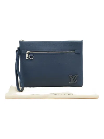 Pre-owned Louis Vuitton Leather Clutch Bag In Blue
