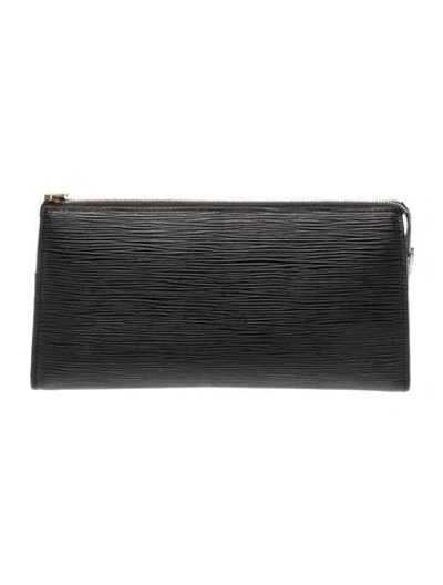 Pre-owned Louis Vuitton Leather Clutch In Black