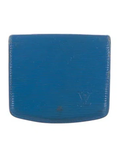 Pre-owned Louis Vuitton Leather Coin Pouch In Blue