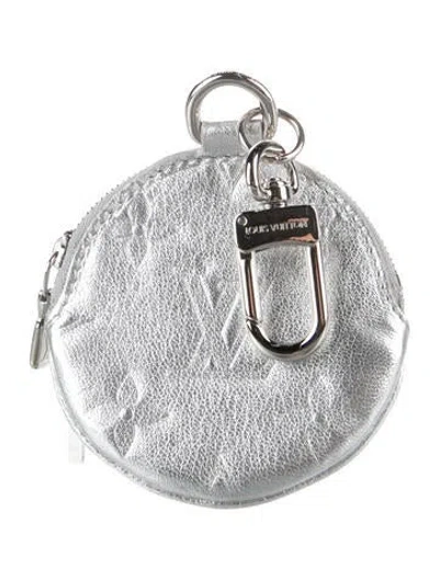 Pre-owned Louis Vuitton Leather Coin Pouch In Metallic/silver