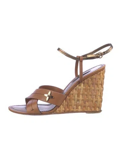 Pre-owned Louis Vuitton Leather Colorblock Pattern Espadrilles In Brown