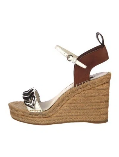 Pre-owned Louis Vuitton Leather Colorblock Pattern Espadrilles In Brown