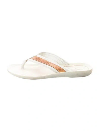 Pre-owned Louis Vuitton Leather Colorblock Pattern Flip Flops In White
