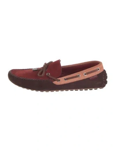 Pre-owned Louis Vuitton Leather Colorblock Pattern Loafers In Burgundy