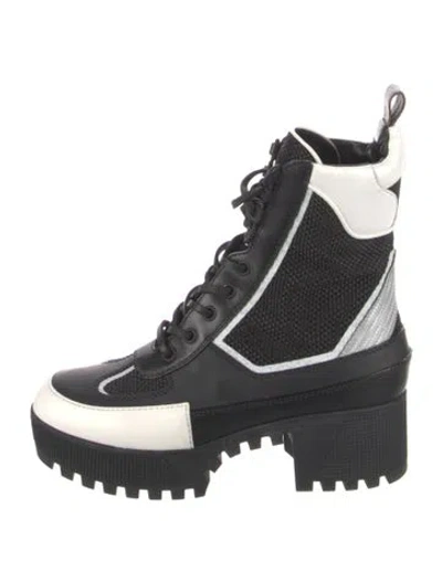 Pre-owned Louis Vuitton Leather Combat Boots In Black
