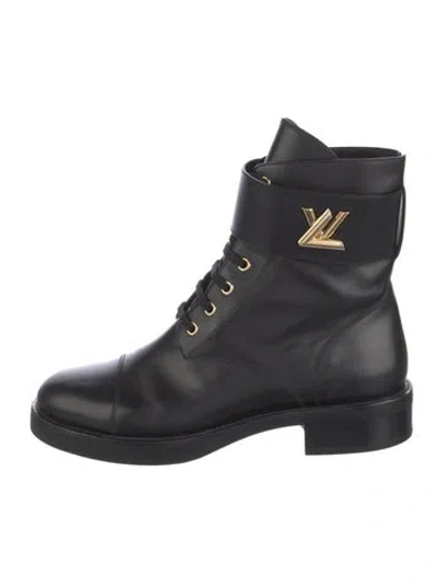 Pre-owned Louis Vuitton Leather Combat Boots In Black
