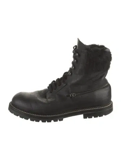Pre-owned Louis Vuitton Leather Combat Boots In Black