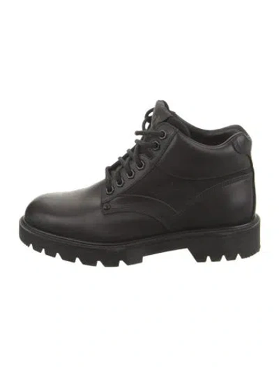 Pre-owned Louis Vuitton Leather Combat Boots In Black