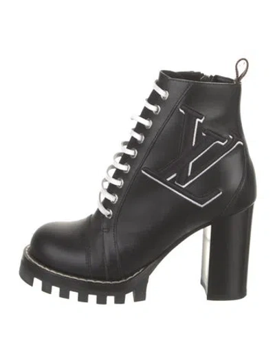 Pre-owned Louis Vuitton Leather Combat Boots In Black