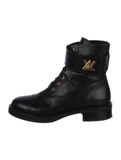 Pre-owned Louis Vuitton Leather Combat Boots In Black