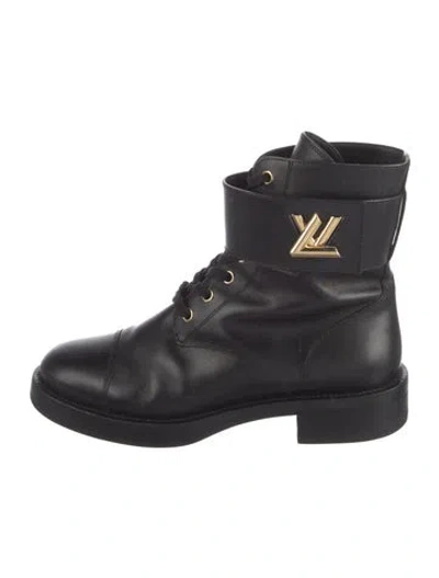 Pre-owned Louis Vuitton Leather Combat Boots In Black
