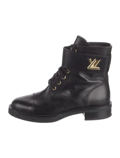 Pre-owned Louis Vuitton Leather Combat Boots In Black