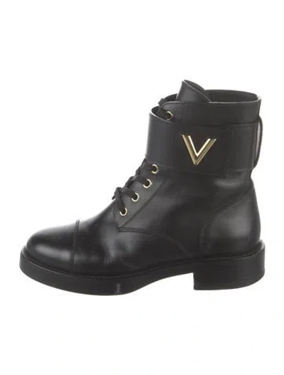 Pre-owned Louis Vuitton Leather Combat Boots In Black