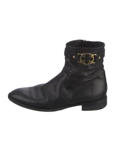 Pre-owned Louis Vuitton Leather Combat Boots In Black