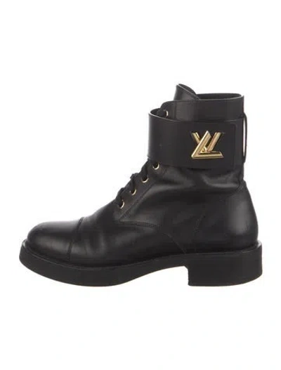 Pre-owned Louis Vuitton Leather Combat Boots In Black