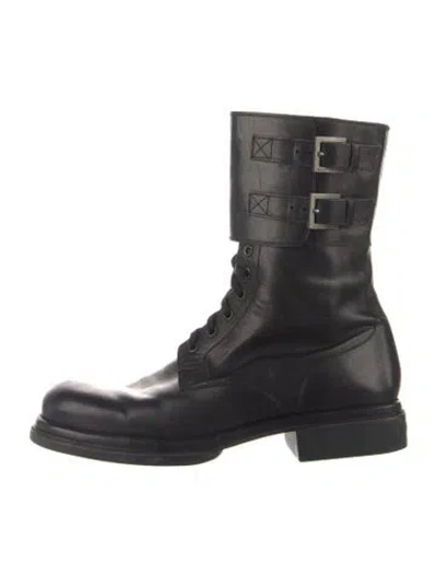 Pre-owned Louis Vuitton Leather Combat Boots In Black