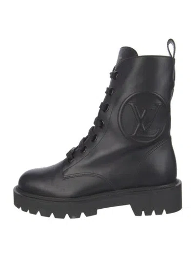 Pre-owned Louis Vuitton Leather Combat Boots In Black