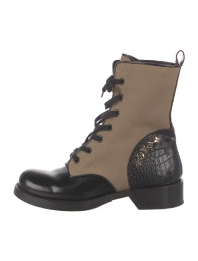 Pre-owned Louis Vuitton Leather Combat Boots In Black