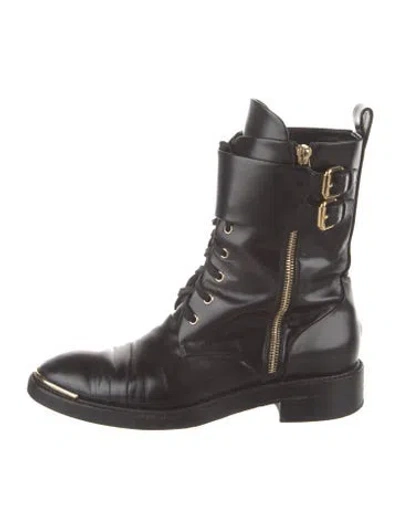 Pre-owned Louis Vuitton Leather Combat Boots In Black