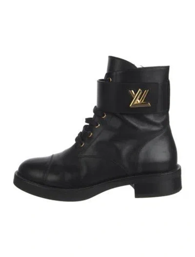 Pre-owned Louis Vuitton Leather Combat Boots In Black