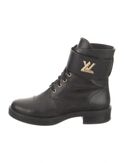 Pre-owned Louis Vuitton Leather Combat Boots In Black