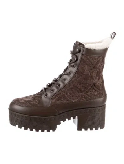 Pre-owned Louis Vuitton Leather Combat Boots In Brown