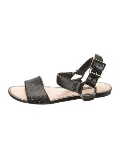 Pre-owned Louis Vuitton Leather Crystal Embellishments Sandals In Black