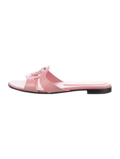 Pre-owned Louis Vuitton Leather Cutout Accent Slides In Pink
