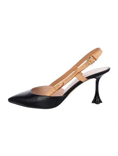 Pre-owned Louis Vuitton Leather Cutout Accent Slingback Pumps In Black/neutrals