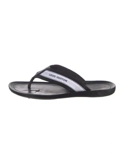 Pre-owned Louis Vuitton Leather Embroidered Accent Flip Flops In Multi