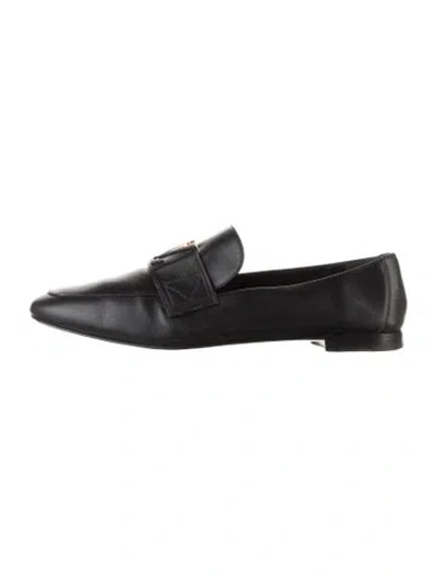 Pre-owned Louis Vuitton Leather Embroidered Accent Loafers In Black