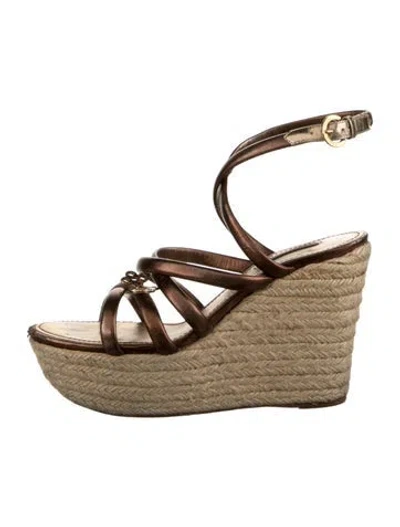 Pre-owned Louis Vuitton Leather Espadrilles In Brown/metallic