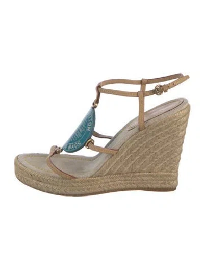 Pre-owned Louis Vuitton Leather Espadrilles In Neutrals/yellow