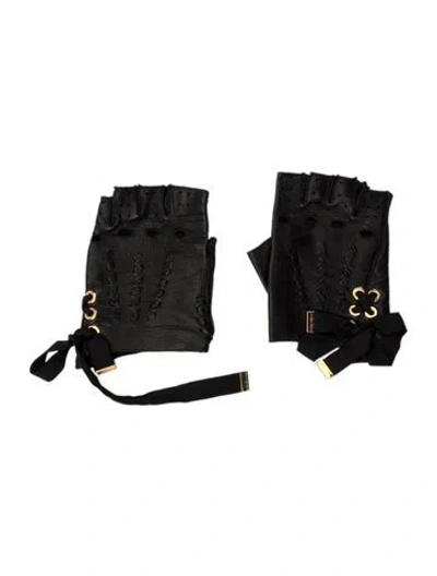 Pre-owned Louis Vuitton Leather Fingerless Gloves In Black