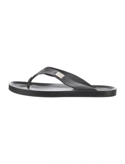 Pre-owned Louis Vuitton Leather Flip Flops In Black