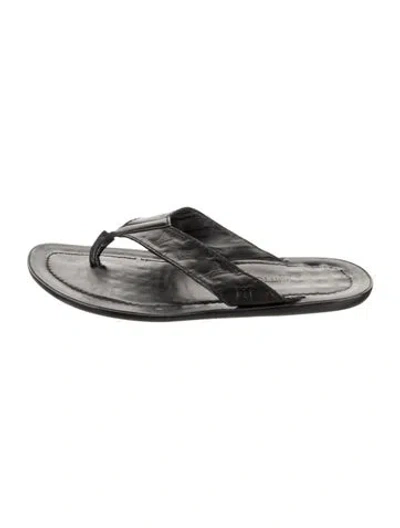 Pre-owned Louis Vuitton Leather Flip Flops In Black