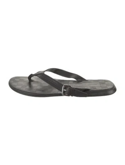 Pre-owned Louis Vuitton Leather Flip Flops In Black
