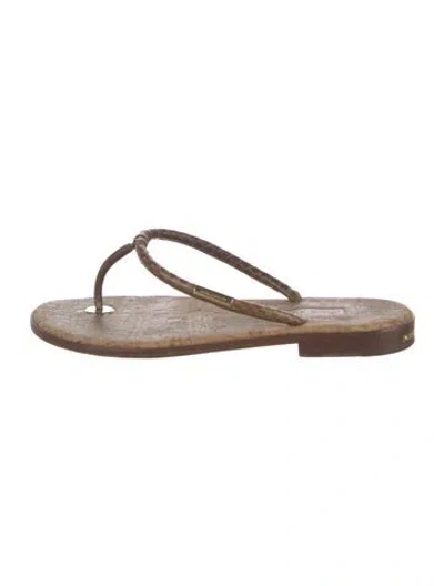 Pre-owned Louis Vuitton Leather Flip Flops In Brown