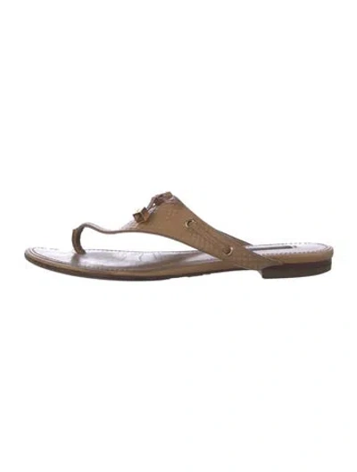 Pre-owned Louis Vuitton Leather Flip Flops In Neutral