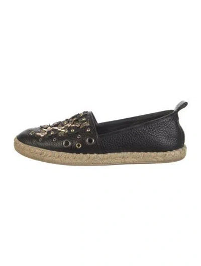 Pre-owned Louis Vuitton Leather Floral Print Espadrilles In Black