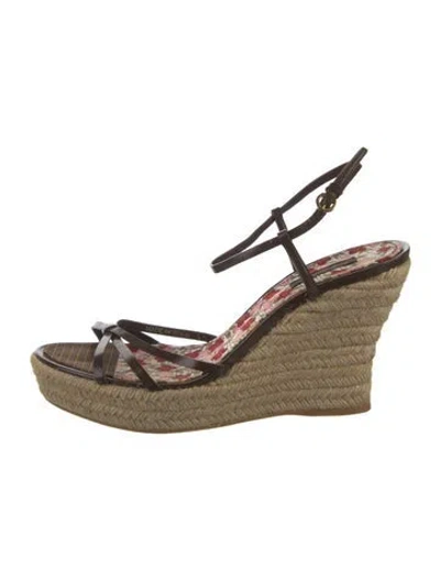 Pre-owned Louis Vuitton Leather Floral Print Espadrilles In Neutral