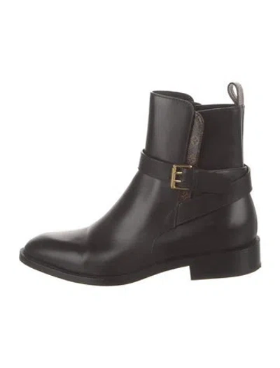 Pre-owned Louis Vuitton Leather Graphic Print Boots In Black