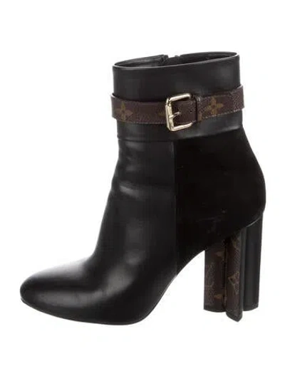 Pre-owned Louis Vuitton Leather Graphic Print Boots In Black
