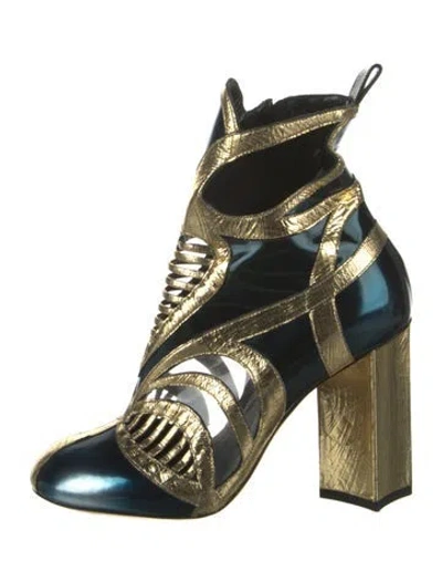 Pre-owned Louis Vuitton Leather Graphic Print Boots In Blue